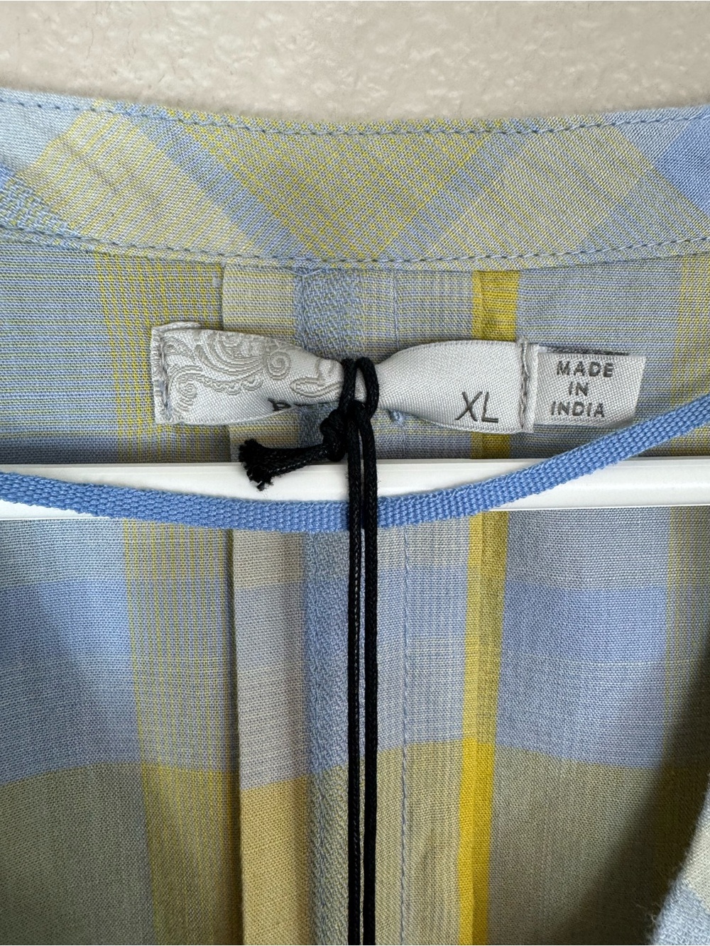 prAna Plaid Elena Top loose popover Blue Sheen NWT B - Picture 8 of 9